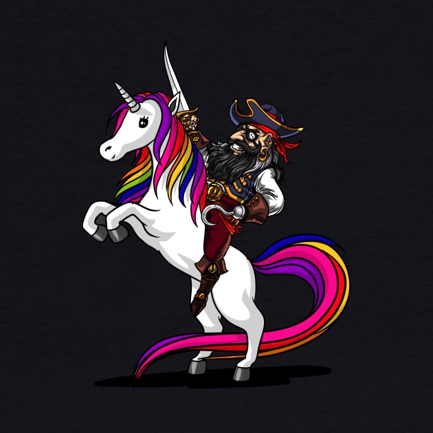 Pirate Captin Riding Magical Unicorn Funny by underheaven